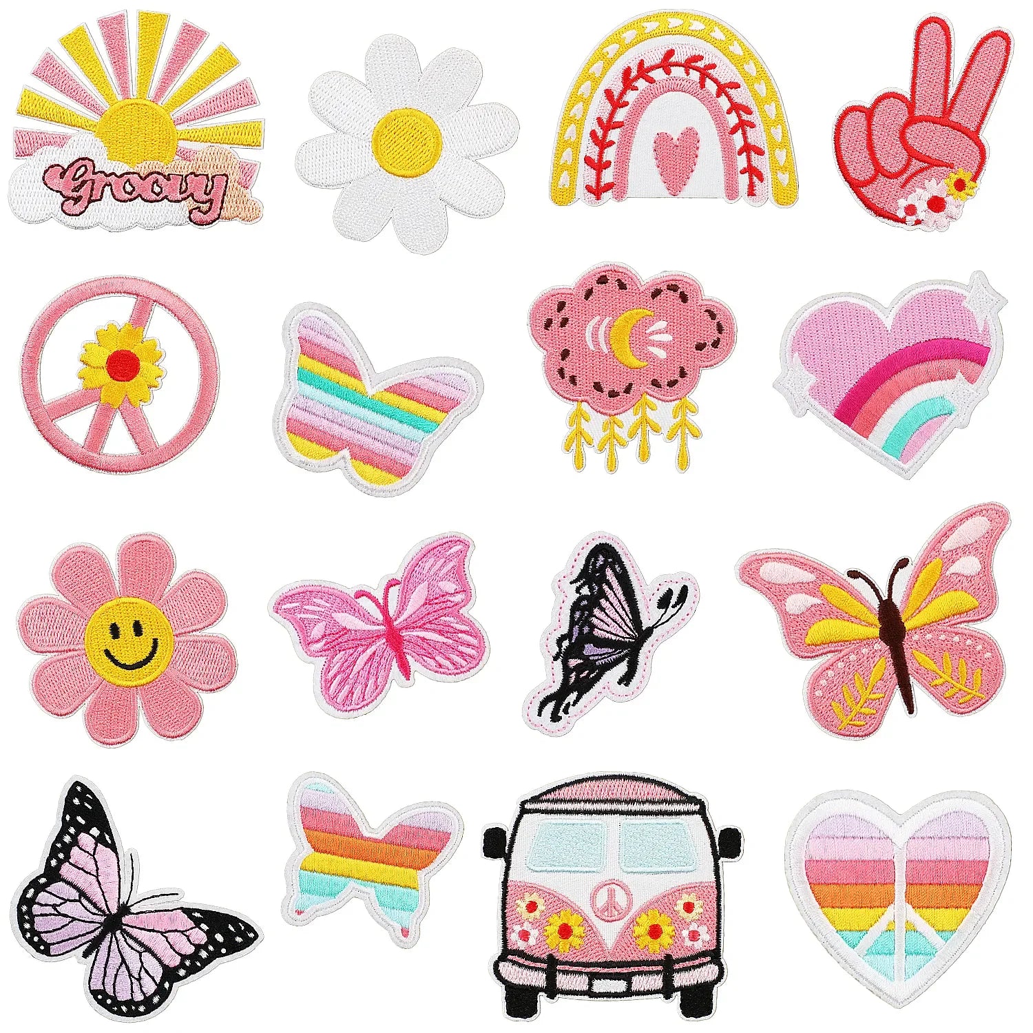 Fast Delivery Wholesale Embroidered Patch Colorful Iron on Embroidery Butterfly Patches for Clothing