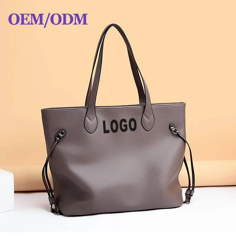 Custom Handbags for Women Tote Hand Bags Shoulder Pu Leather Large Capacity Ladies Bag with logo