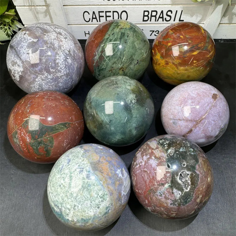 Wholesale Healing Quartz Natural Crystal Stone Ball Polished Ocean Jasper Sphere for Decoration