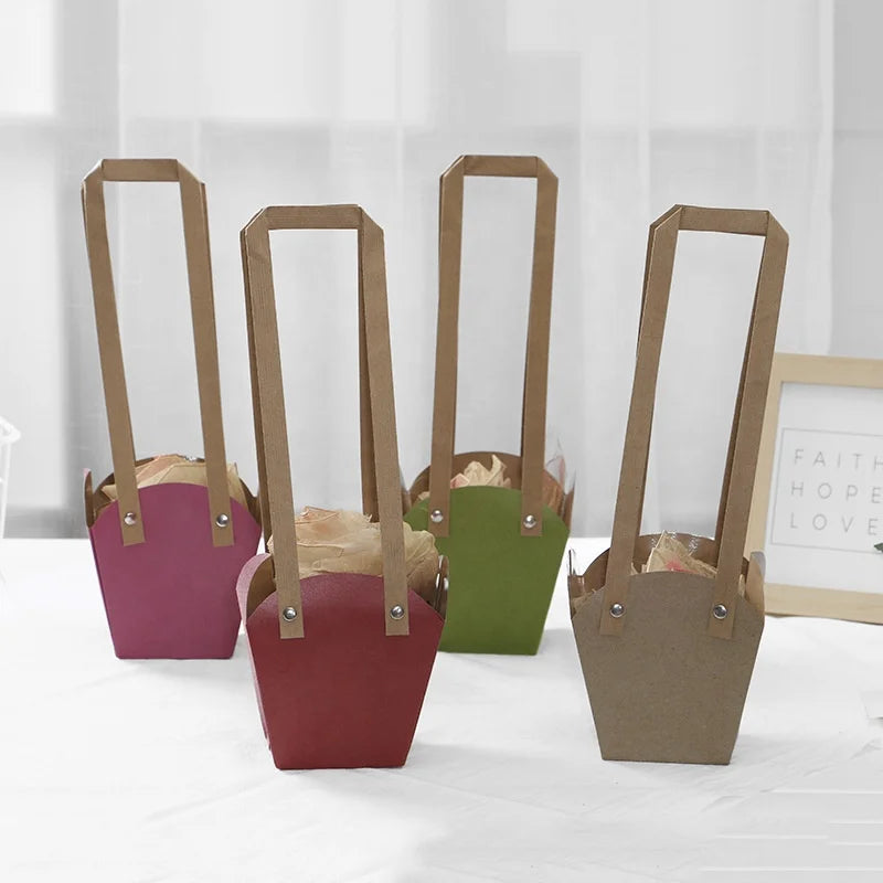 Custom Waterproof Flower Kraft Paper Bags Embossed Screen Printed Shopping Bags with Your Own Logo for Crafts