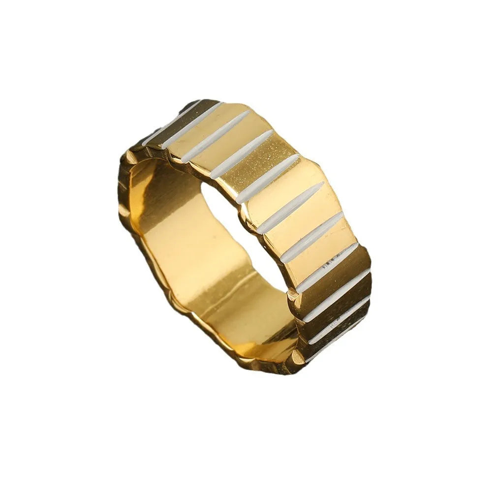 YK New Personalized Stainless Steel Ring Fashionable Wave Edge Irregular Patterned Line Fine Jewelry Rings Wholesale