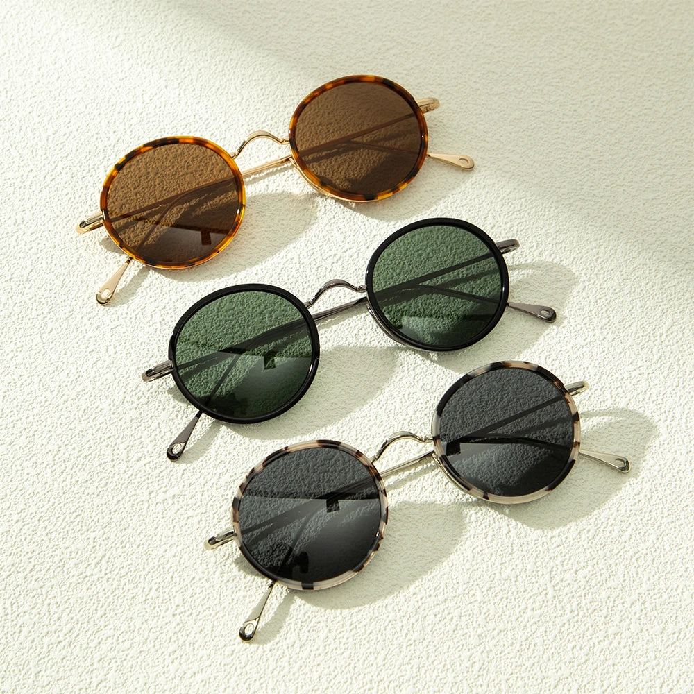 Luxury Vintage Round Mazzucchelli Acetate Sunglasses Custom Logo Polarized TAC Lenses for Men and Women