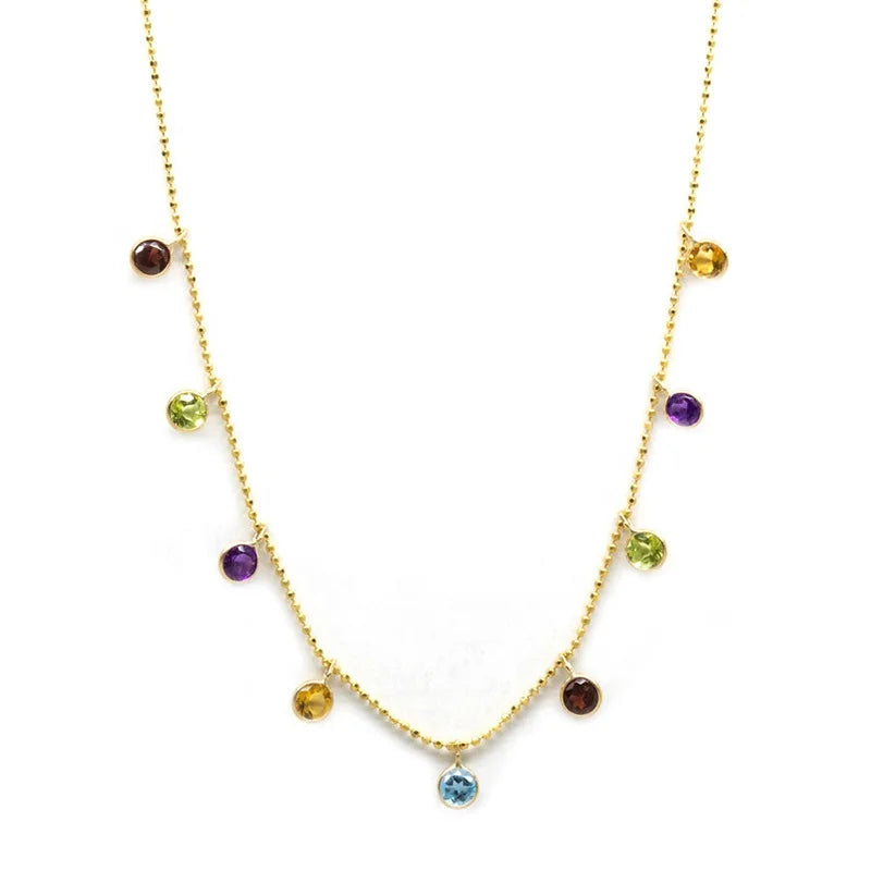 Milskye 925 Sterling Silver Fine Jewelry 18k Gold Plated Cubic Zirconia rainbow Small Pendant Necklace