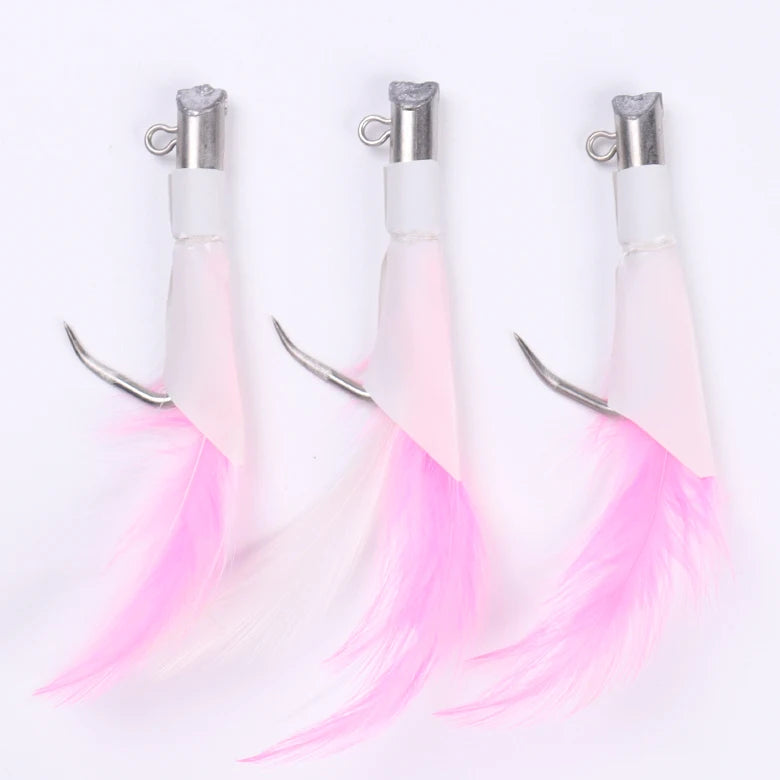 Traditional Japanese Longline Tuna Fishing Hook with Authentic Feather Premium Feather Hooks