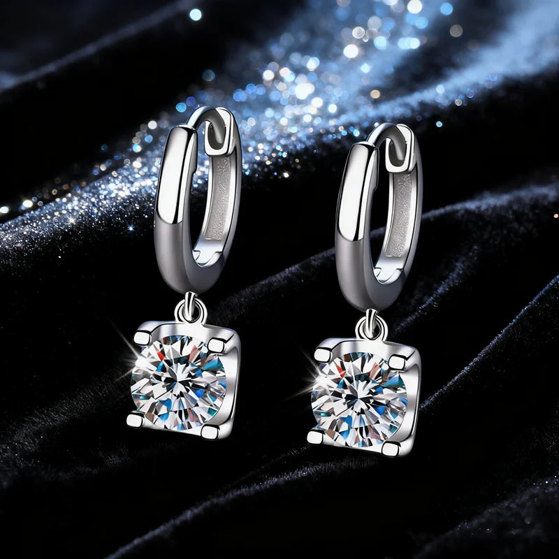 Simple and Versatile Cow Head Earrings Vvs D Color 1CT Moissanite S925 Sterling Silver Pendant Earrings for Women Gift