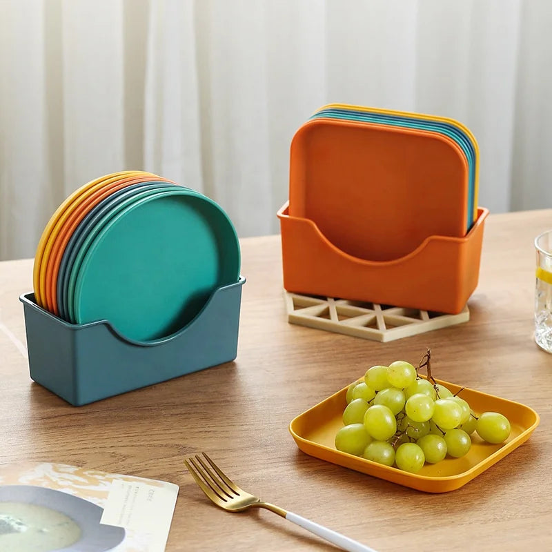 Multi-function Tray Plastic Spit Dish Reusable Dining Table Plate Set Color Plastic Snack  Fruit Plate