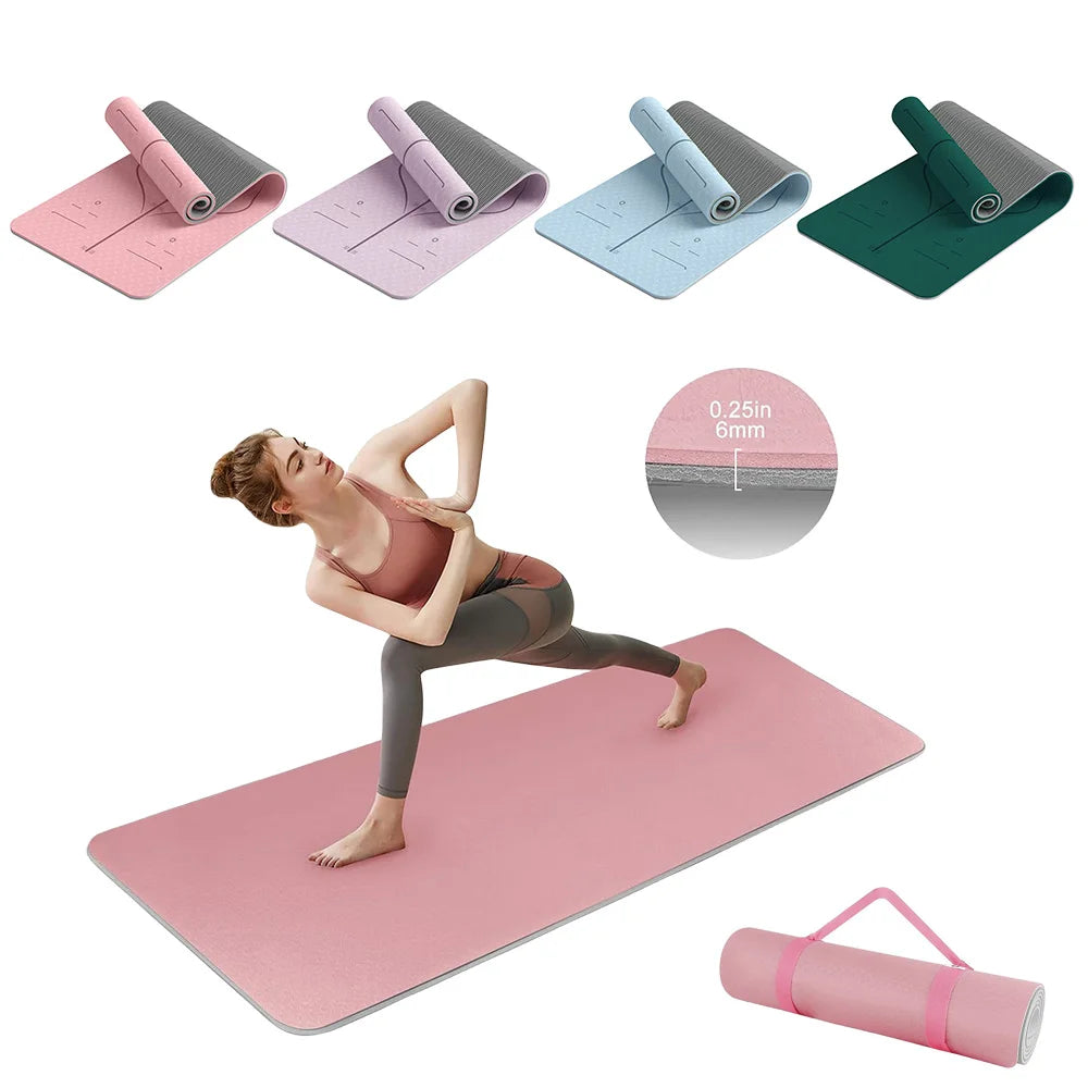6MM Yoga Mats Rubber Eco-friendly TPE Yoga Mats Non-slip Home Workout Foldable Exercise Mat
