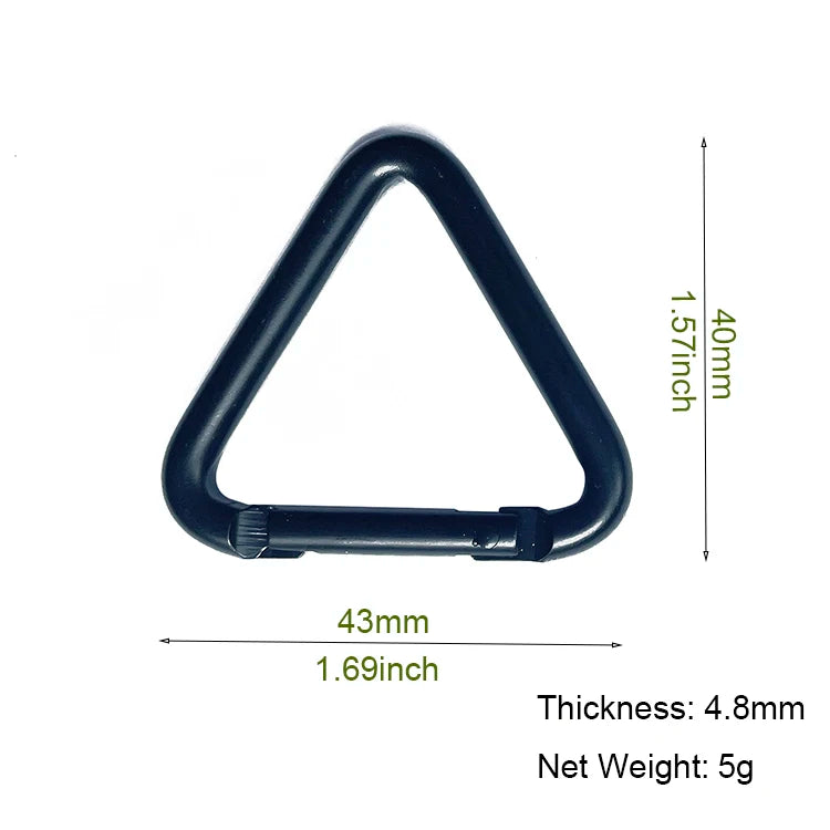 EDC Lightweight Full Black Swivel Snap Quick Release Triangle Carabiner