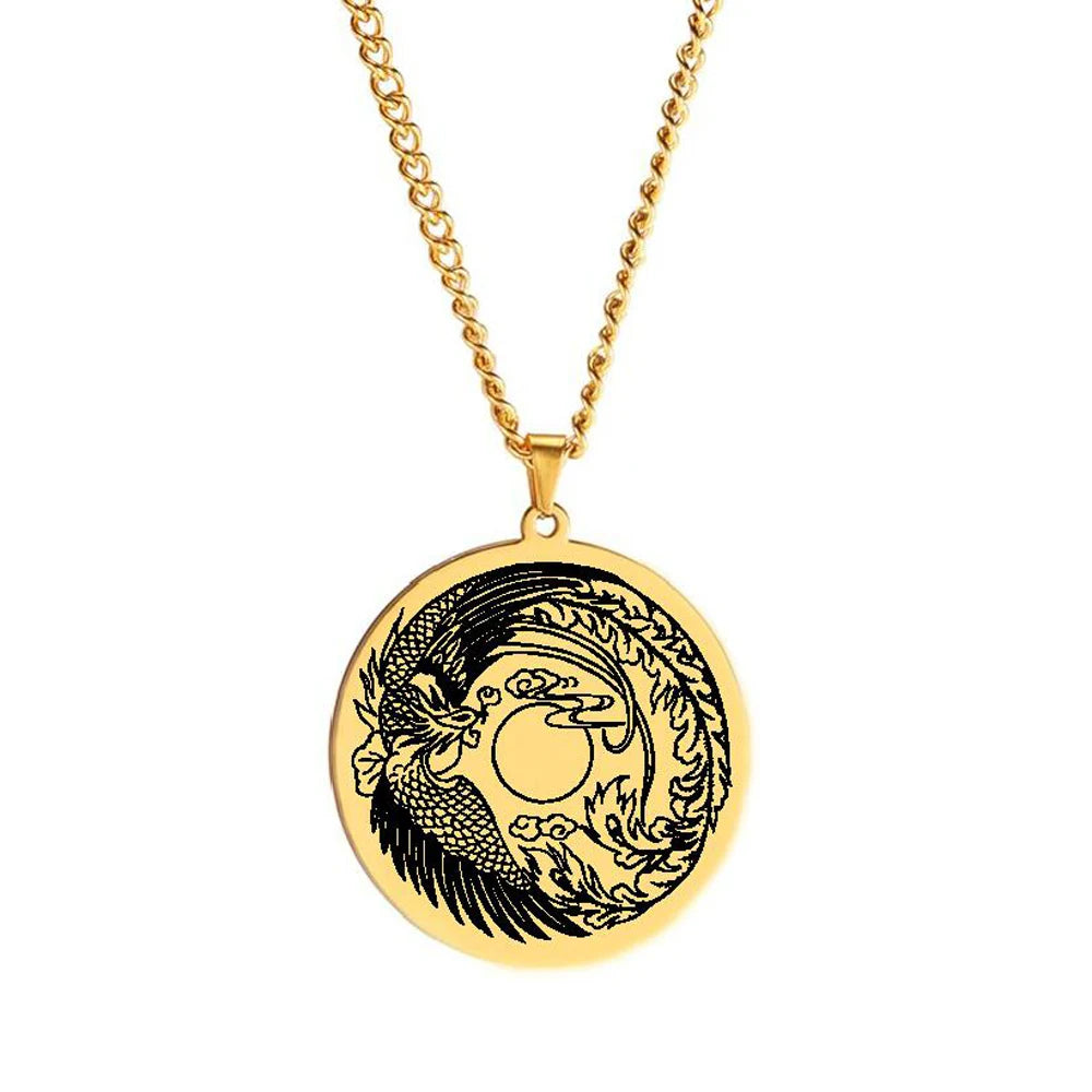 Flying Phoenix Rising Charm Majestic Solar FIRE BIRD Amulet Personalized Auspicious Birds Gift Stainless Steel Pendant Neckla