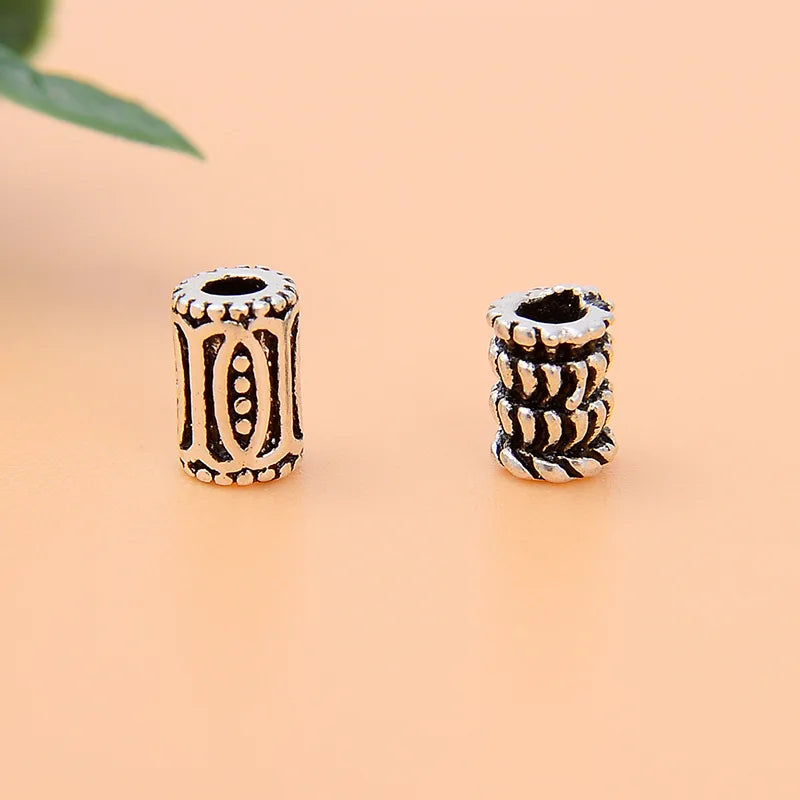 Wholesale Retro 925 Sterling Silver Black Tube Charm Beads for Jewelry Making Accessories Supplies