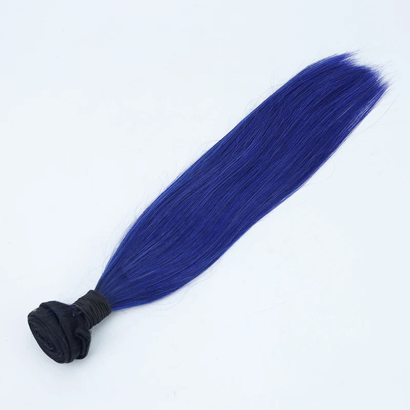 EMEDA Cuticle Aligned Virgin Hair Bundle Cambodian 12A Quality Blue Color Hair Blend Bundles