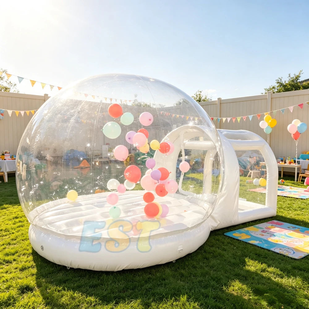 Commercial Transparent PVC Inflatable Bubble House With Balloons Kids Outdoor Party Inflatable Bubble Tent With Bouncy Bottom