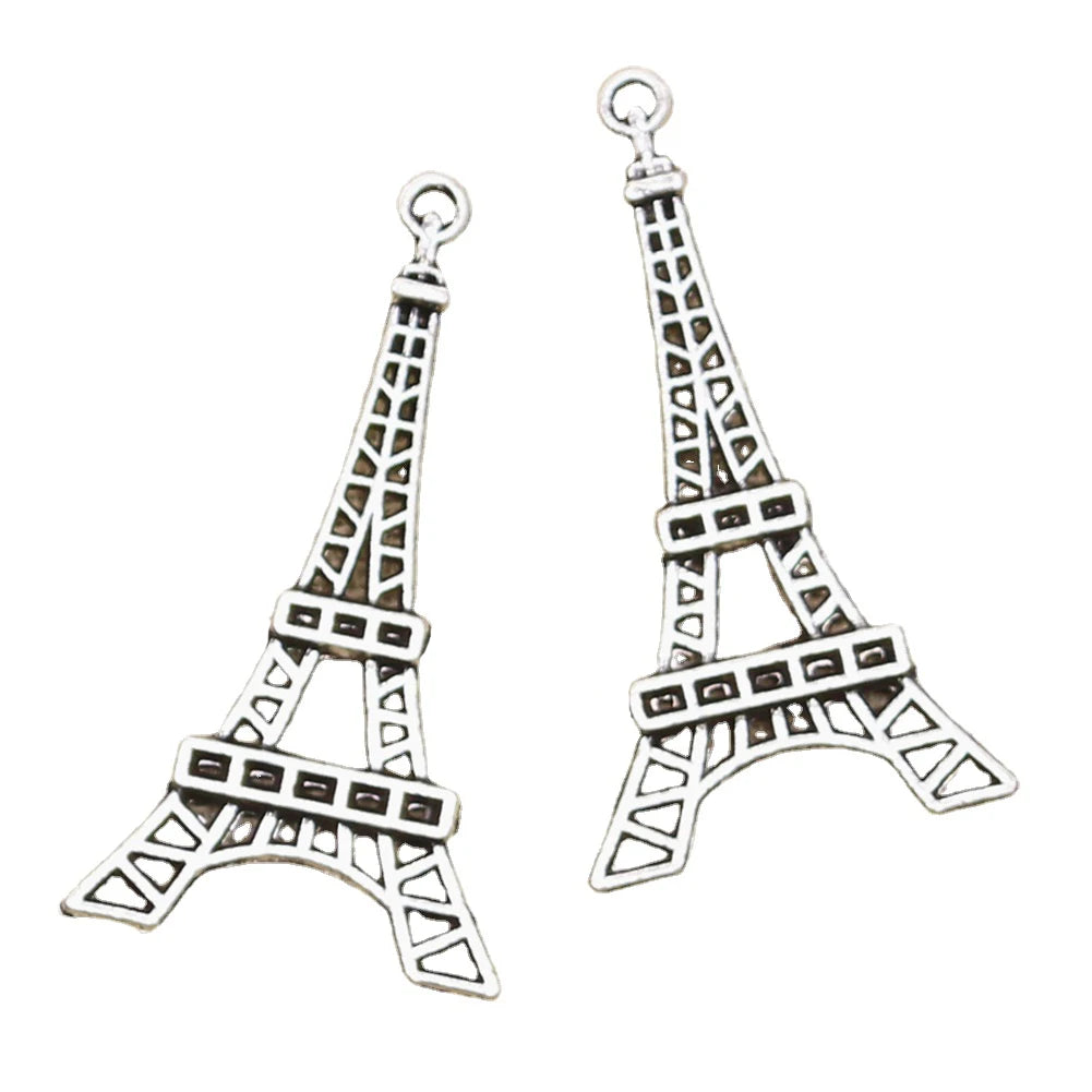 Antique Vintage Eiffel Tower Paris Charms 44x24mm Tibetan Silver Color Tibetan Alloy Pendants for DIY Handmade Craft Making
