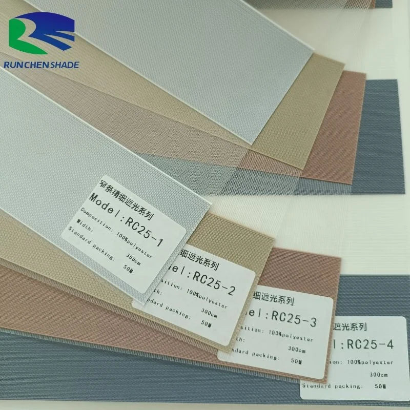 Rainbow Colored Vertical Pattern Fabric Roller Shade Electric Double Layer Built-In Plain Blinds