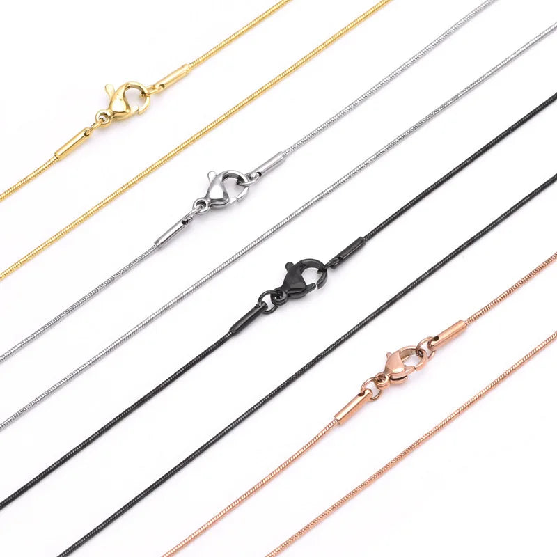 Creative Fashion Stainless Steel Gold Plated Round Snake Bone Chain Stainless Steel Chain Necklace Jewelry for Women