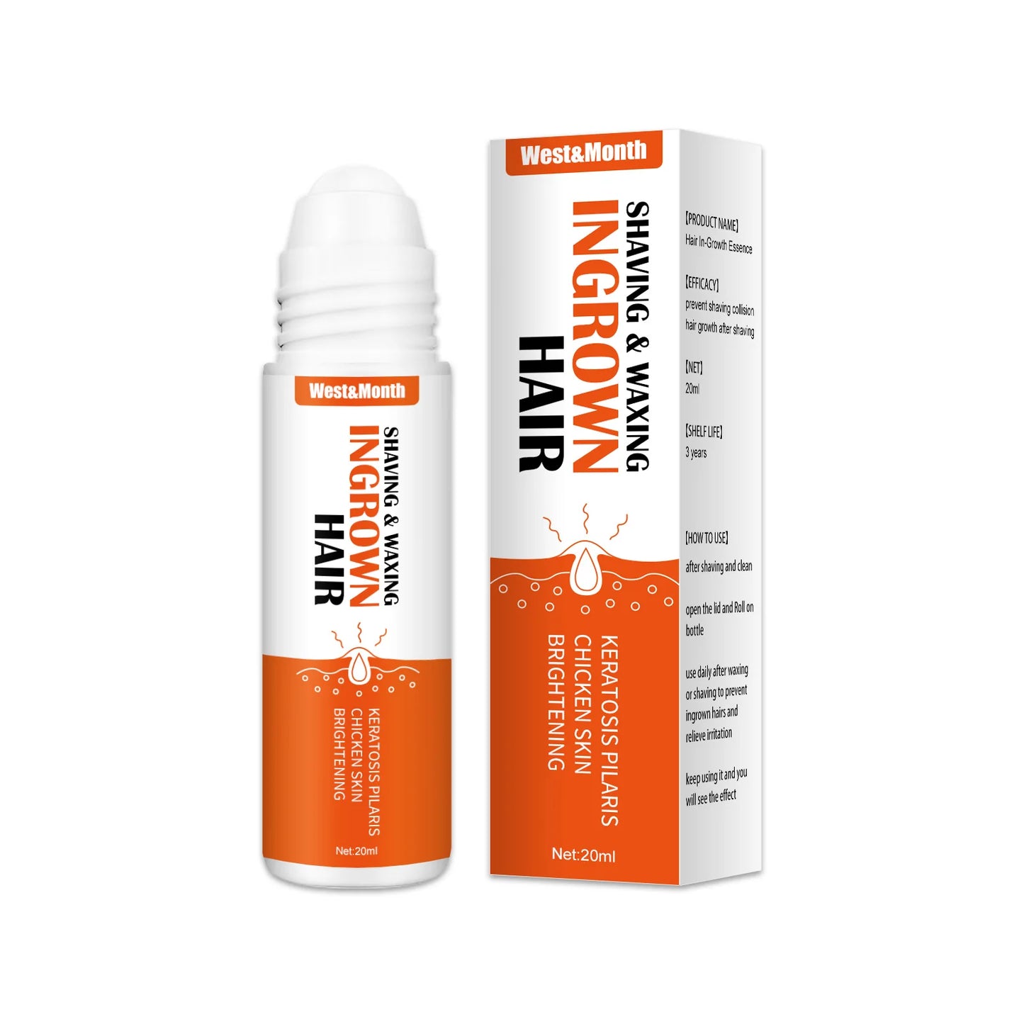 Custom Logo West&Month Anti Ingrown Hair Serum Roll on Aftershave Serum Soothing Razor Bump Stopper