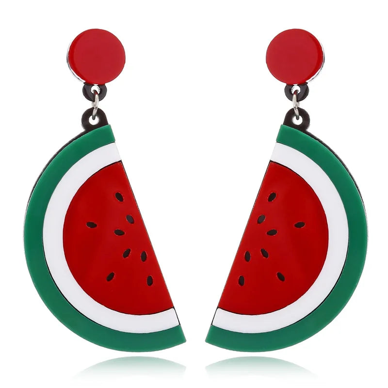 Watermelon Charm Earrings Support Palestine Acrylic Watermelon Pendant Girl's Jewelry Gift Dangling Drop Hook Earrings