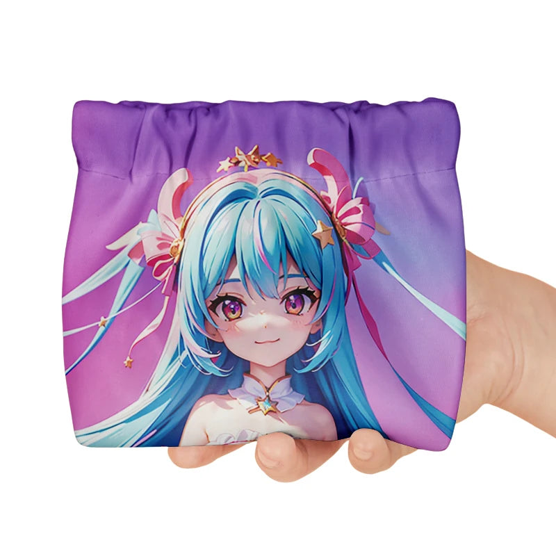Customized Manga Art Shrapnel Bag Breathable Fabric Squeeze Pouch Scratch Resistant Anime Mini Jewelry Holder Factory