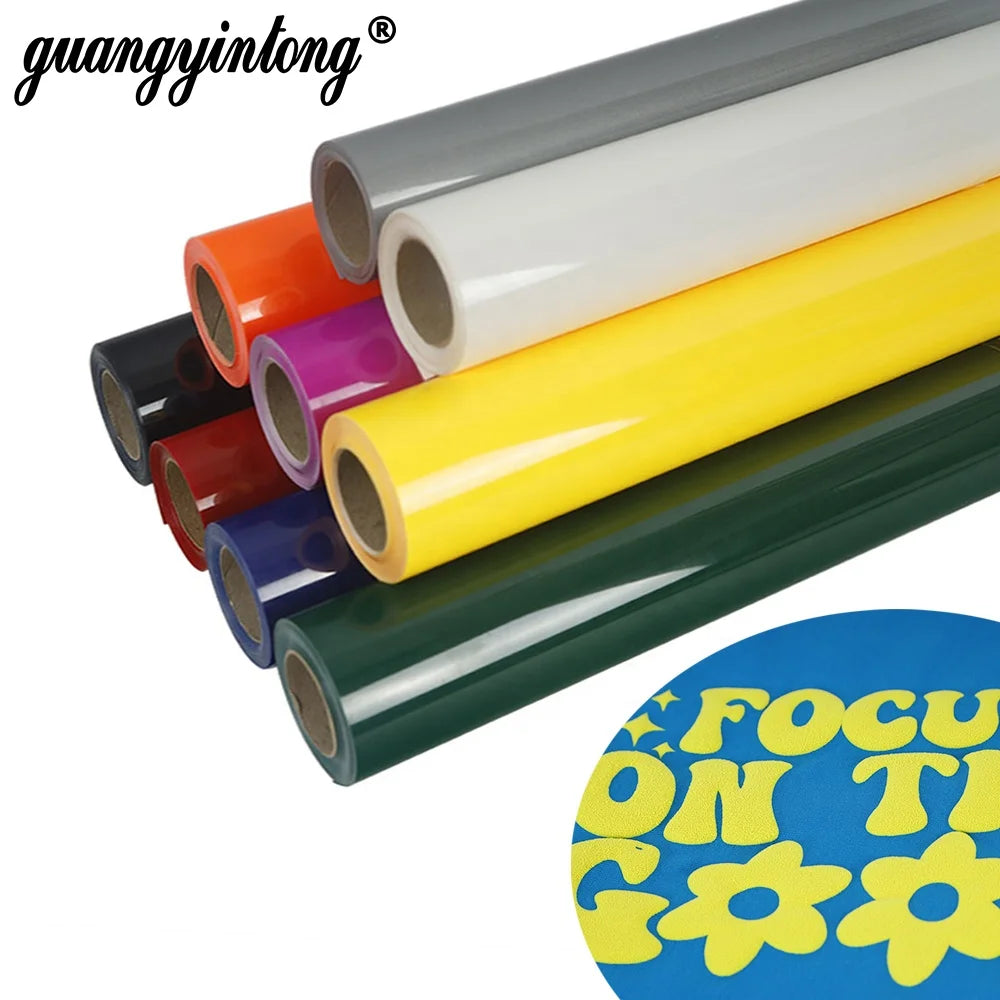 Guangyintong 3D Effect Puff PU Heat Transfer Cold Peel Vinyl Harmless for Textile Logo Clothing Film