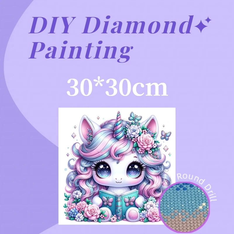 1PC 30x30cm DIY Unicorn Home Decor Diamond Painting Full Round Acrylic Drill Creative Diamond Painting Kit for DIY Craft Love