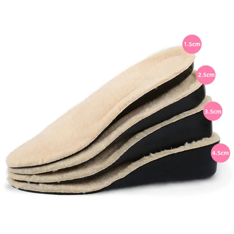 Wool Height Increase Elevator Shoes Insole Taller Insert Pad Insoles Breathable Heel Insole High Lift for Men Women