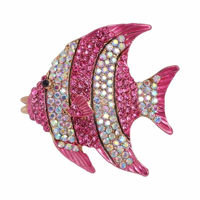 Hot Selling High-End Fashionable Diamond Inlaid Small Fish Brooch Alloy Animal Brooch Pin Scarf Buckle in Stock