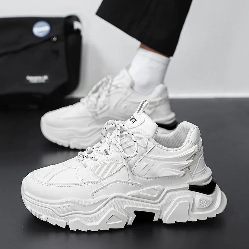 2024 Spring Men's Causal Dad Shoes New Breathable Little White Shoes Versatile Elevated Sports Shoes for Men