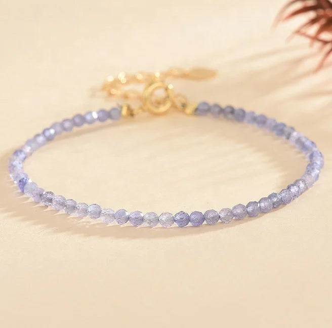 3mm Tanzanite Stone Bracelet for Women Jewelry Tanzanite Natural Gemstone 18k Adjustable Healing Tanzanite Crystal Bracelet