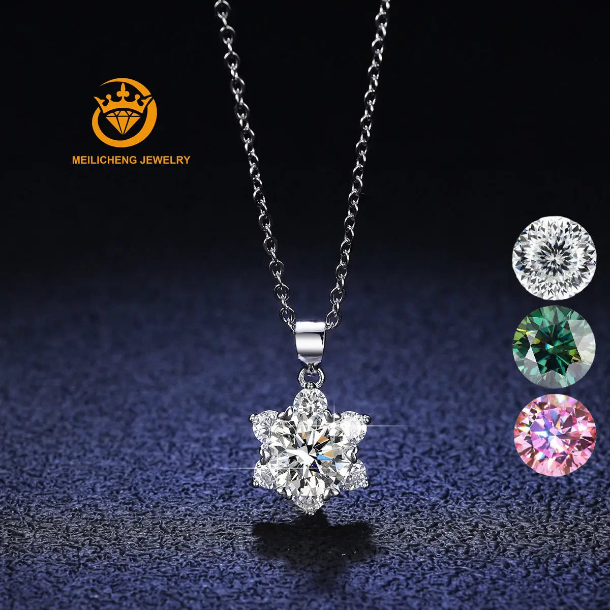 Factory Wholesale Vintage Design 925 Sterling Silver 1Carat Snowflake Custom Moissanite Pendant for Women Gift