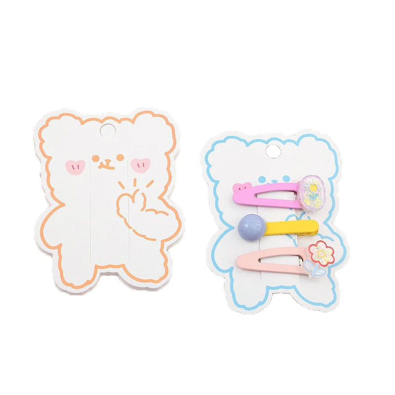 MIO Greeting Card and Gift Bag Display Bear Cute Shape Accept Custom logo Fashion Cards for Hairpins Clips clear Bags