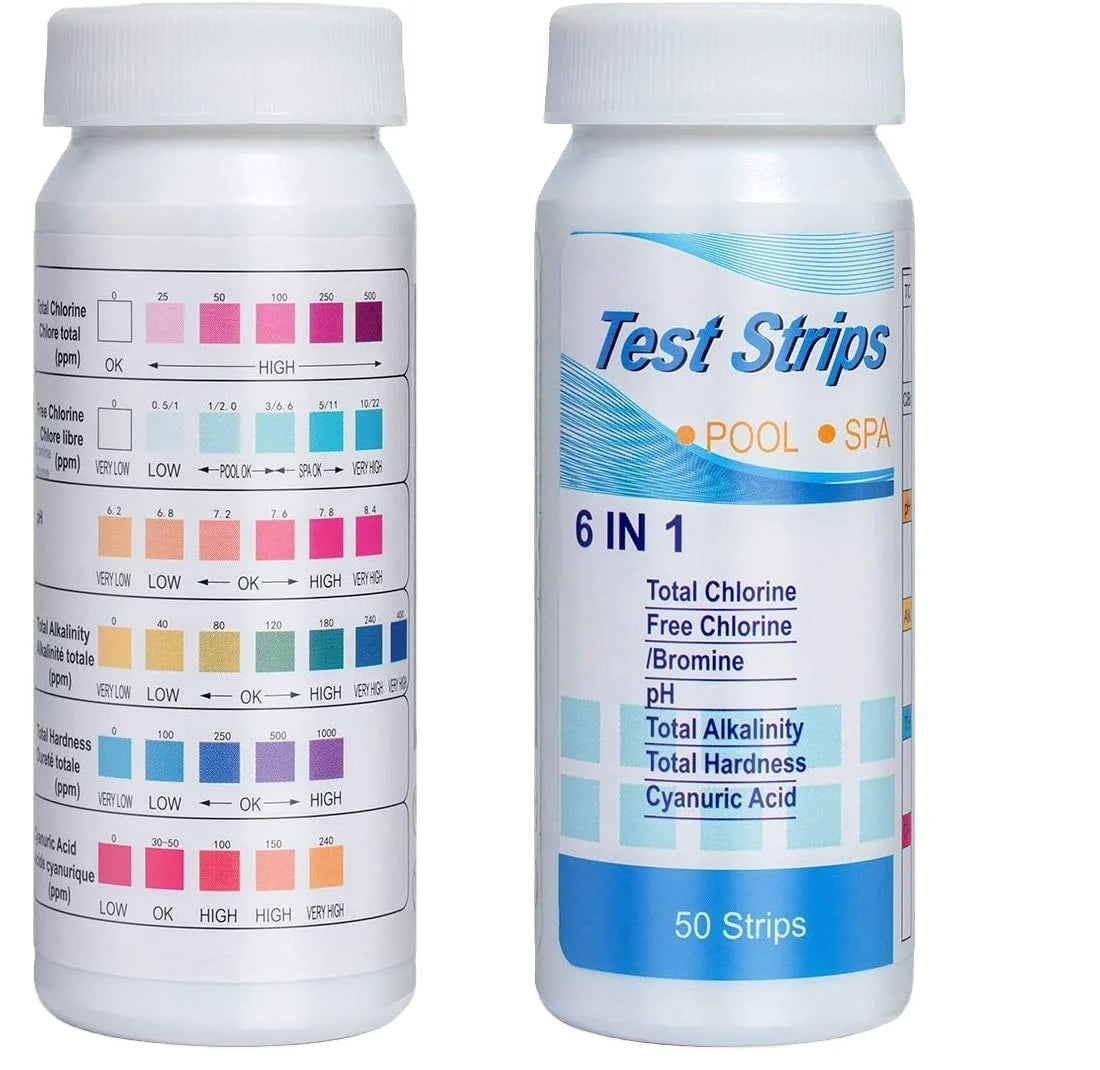 6 Way Swimming Pool test Kit Water Spa test Strips Kit Swimming Pool Spa Hot Tub Water test Strips