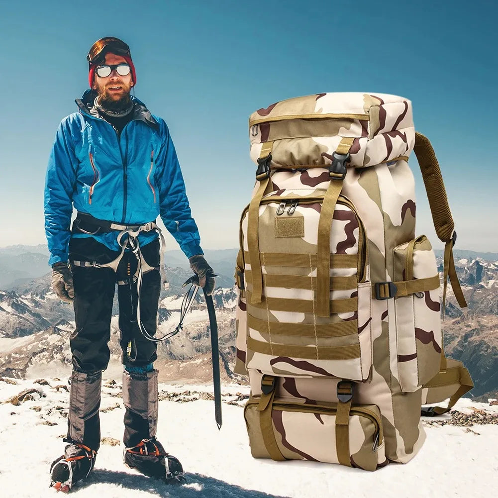 80L Tactical Rucksack for Men Camping Backpack for Outdoor Climbing Hiking and Travel Mochila Hombre