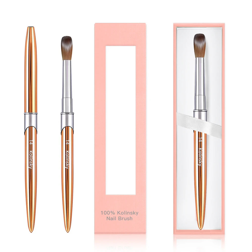 Custom Logo 100% Pure Kolinsky Acrylic Nail Brush Packaging Crimped