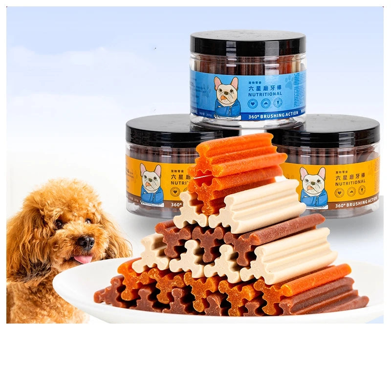 Wholesale 265g Six-star Dog Snack Cowhide Roll Bite Glue Pet Teeth Cleaner Stick Molar Rod for Dog