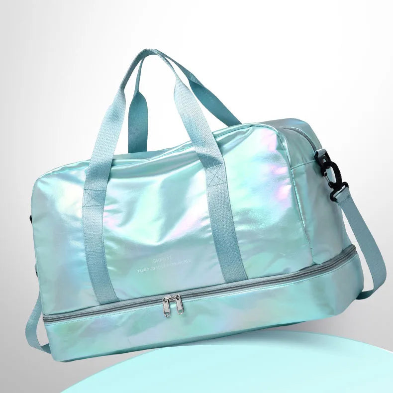 2024 Leisure Sports Women's Folding Travel Bag Portable Nylon Fashion Waterproof Gradual Color Change for Short-Distance