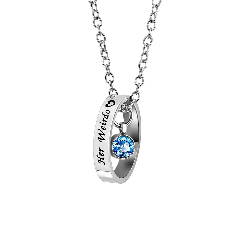 Custom Name Women's Necklace with December Birthstone Stainless Steel Romantic Anniversary Gift Link Chain