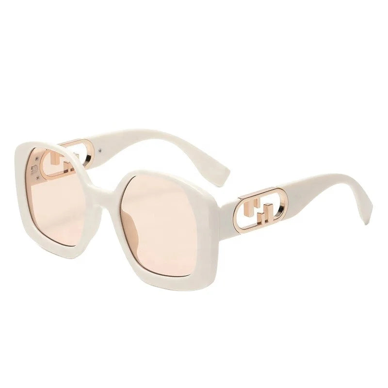 Advanced Personality Gradient Elegant Square Frame Hollowed-Out Tortoiseshell Sunglasses UV400 Optical Fashionable Makeup Sha