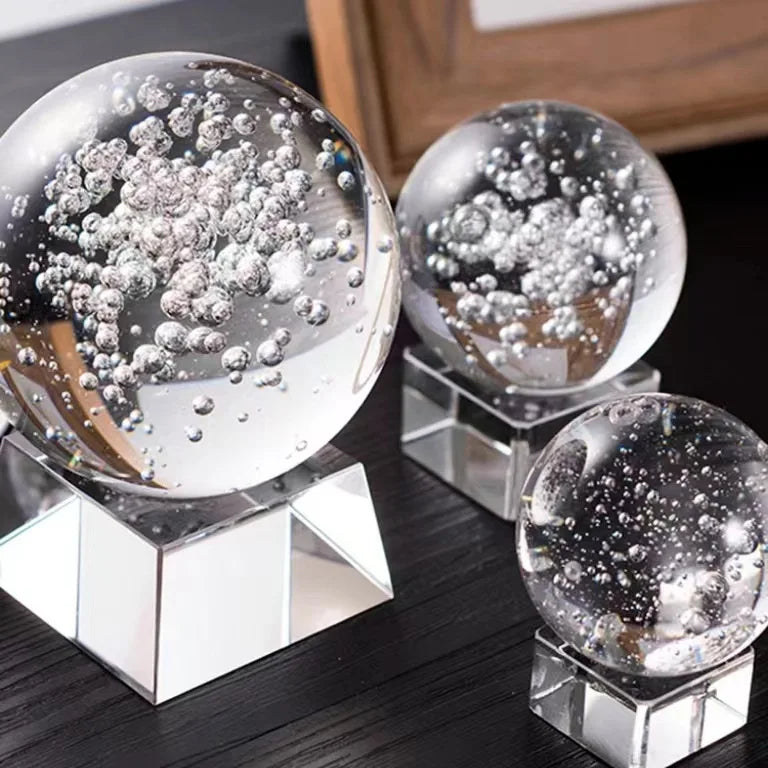 Custom 3D Laser Engraving Logo Crystal Ball With Holder Earth Glass Business Memorial Gift Decoration for Trade Show Giveaway