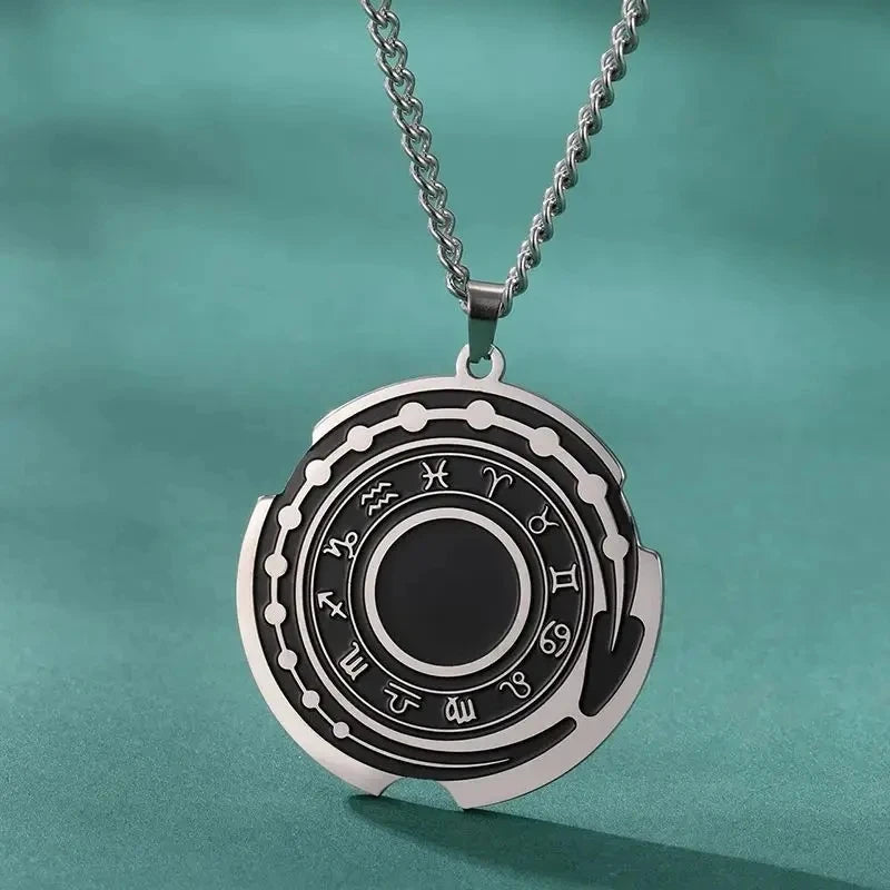 Mythology Symbol Ouroboros Snake Necklace 12 Constellations Symbol  Rune Norse Amulet Stainless Steel Jewelry