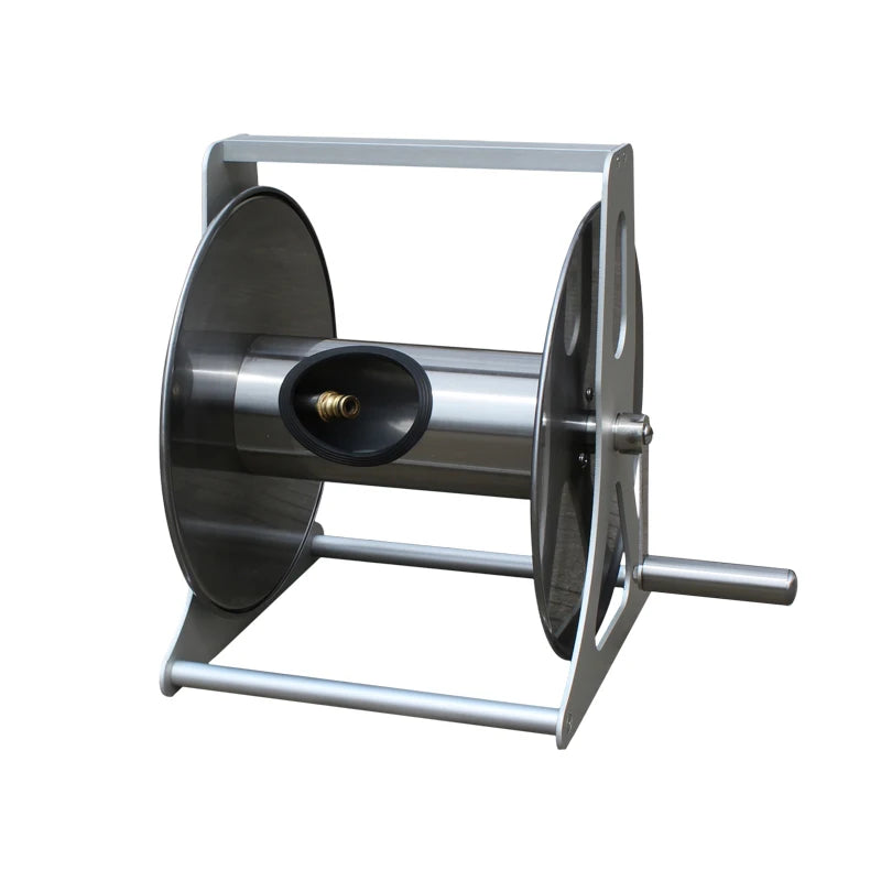 Stainless Steel Adjustable Anti-UV Wall and Floor Mount Garden Hose Reel Holds 40m of 1/2-Inch Hose