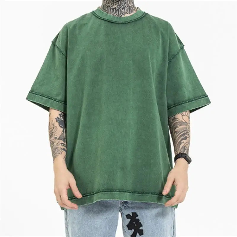 Casual Loose 230g Washed T-shirts Drop Shoulder Design Vintage T Shirt Custom