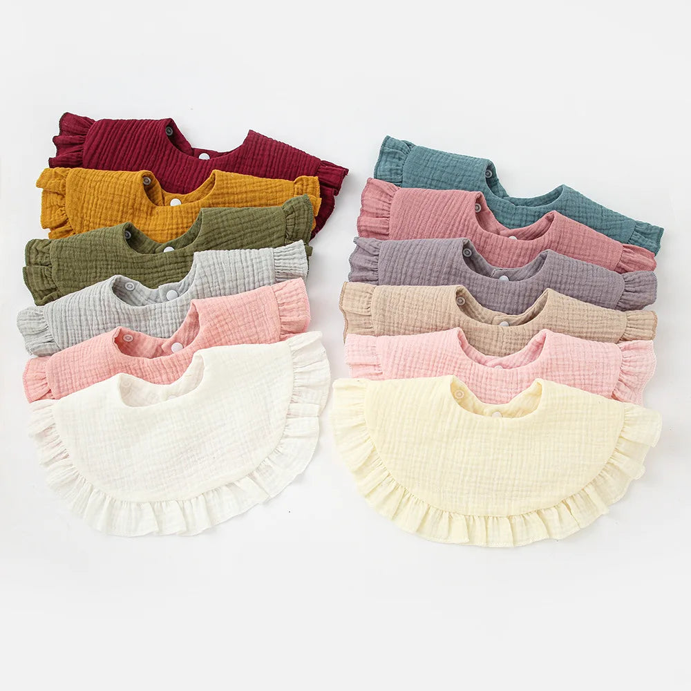 Muslin Bib Baby Items Saliva Towel Flounces Cotton Gauze Lace Feeding Bibs for Babies Kids Infant Apron Burp Cloth Newborn Gi