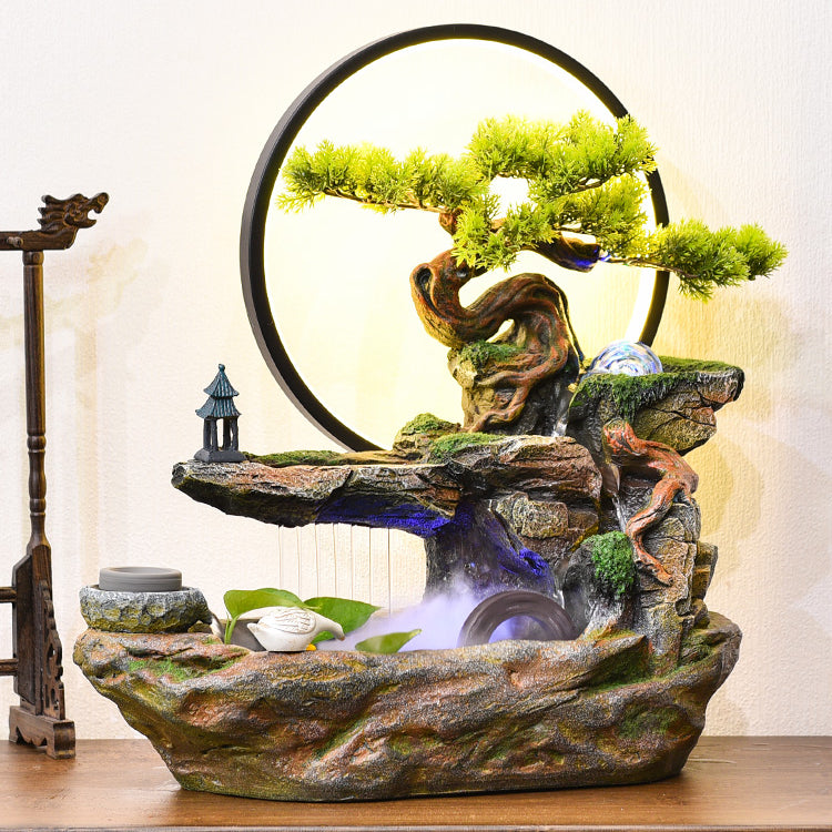 Chinese Style Ornaments Office High-end Opening Gifts Watermill Rockery Flowing Water Make Money Water Wheel Landscape Ball