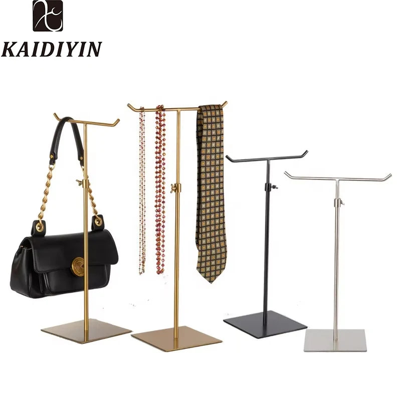 Boutique Stainless Steel Countertop Display Rack Double-End Adjustable Retail Store Stand for Purse Bag Countertop Tabletop