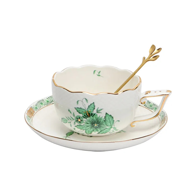 European Ceramic Coffee Cup and Plate Set