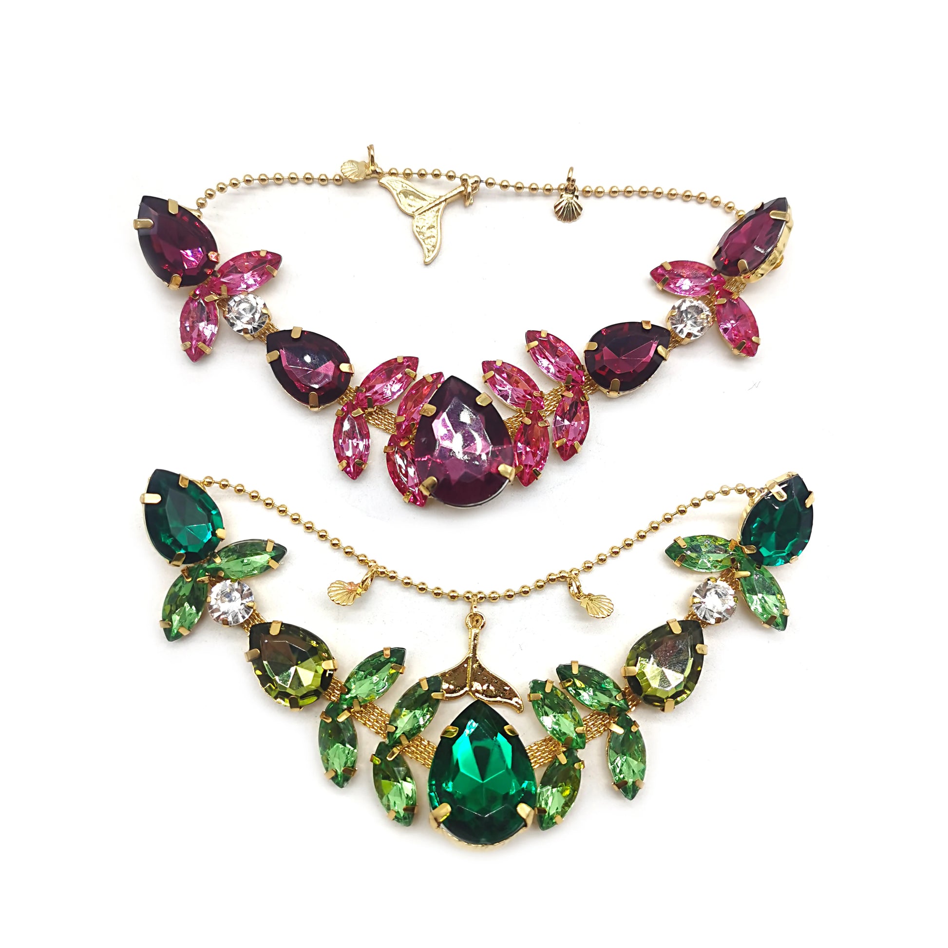 Removable Crystal Rhinestone Shoe Chain With Mermaid Tail Charm Ladies Slipper Sandal Accessories Wholesale