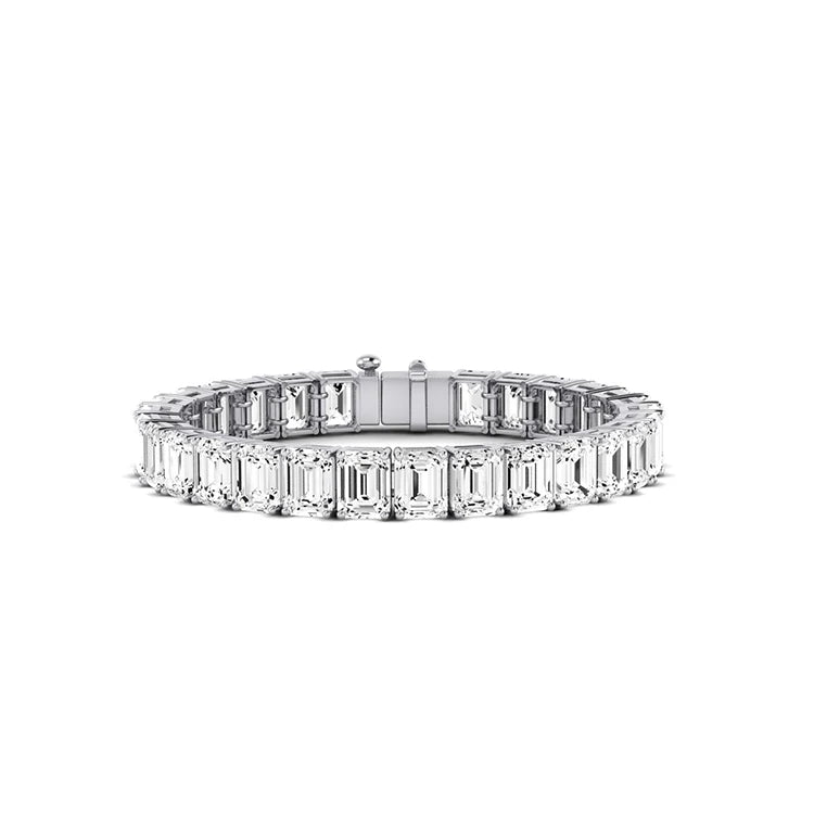Fine Jewelry Custom 18K White Gold Emerald Cut VVS1 D Color Moissanite Tennis Bracelet for Women