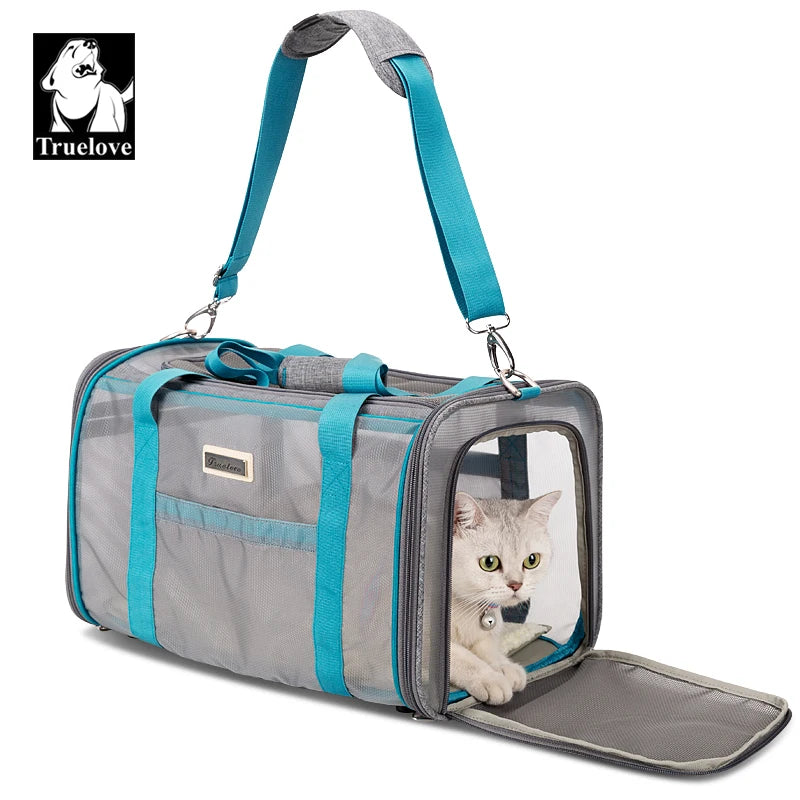 Truelove Comfortable Durable Travel Large Space Pet Carrier Bag for Small Dog Cat Breathable Mesh Soft Sided Foldable Backpac