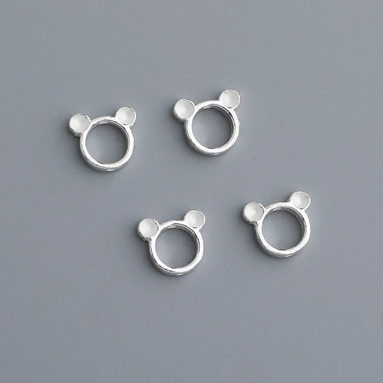 S925 Sterling Silver Cute Cartoon Spacer Beads Bear Ear Metal Bead Hat DIY Bracelet Buckle Handmade DIY Jewelry Accessories
