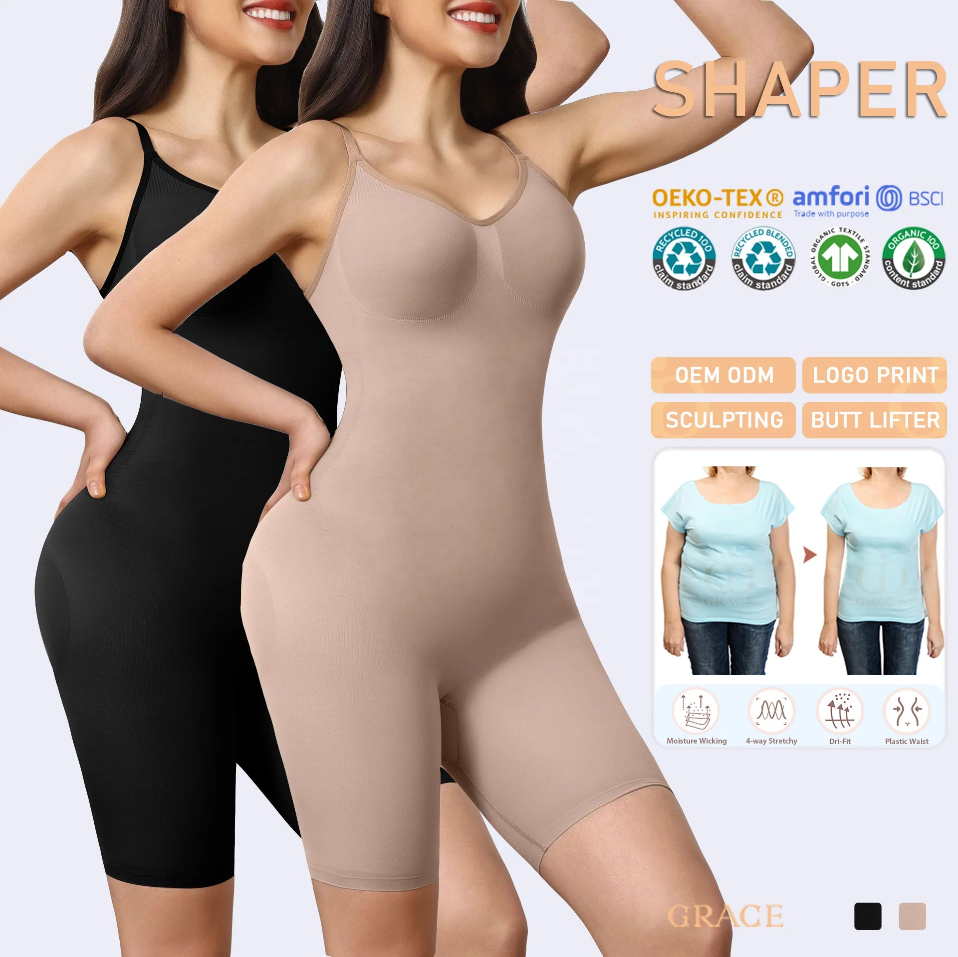 Custom SKlM Abdominal Tummy Control Plus Size High Waist Bodysuit Fajas Jumpsuit Shapewear Seamless Women Body Shaper